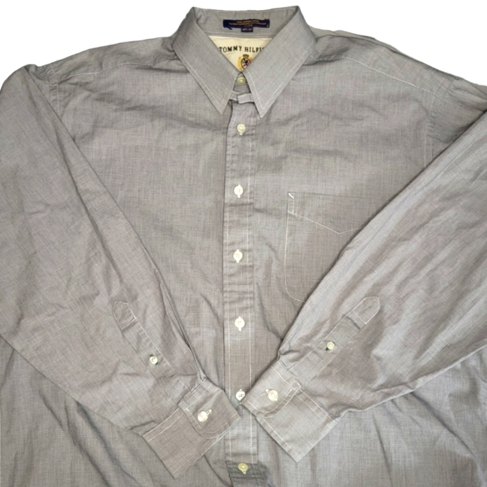 Vintage Tommy Hilfiger RARE Men's Button Down Long Sleeve Shirt 16 1/2 34-35